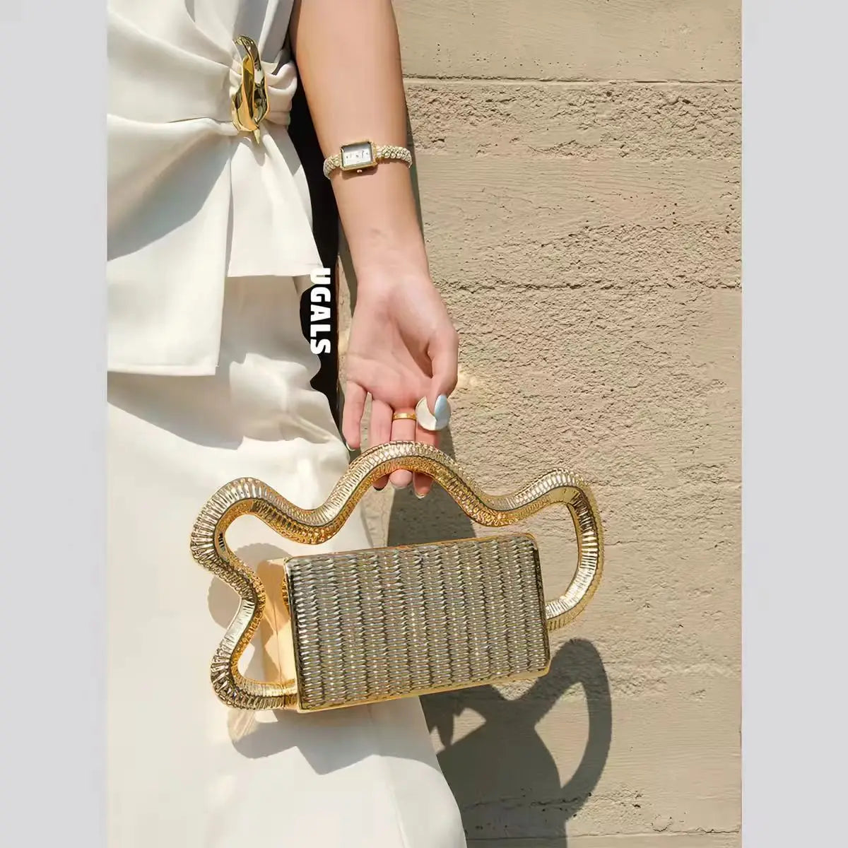 Luxe Criss-Cross Hard Clutch – Summer Evening Party Bag