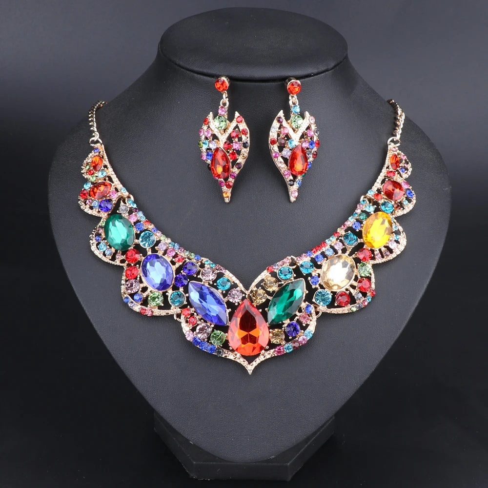 Vintage Retro Indian Bridal Jewellery Set – Necklace & Earrings