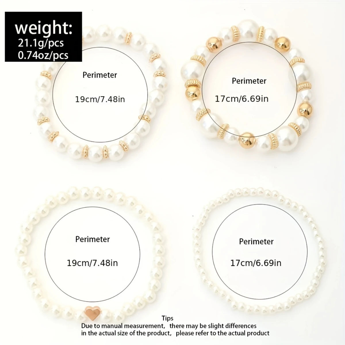 Pearl Love Charm Bracelet Set – 4-Piece Stacking Set
