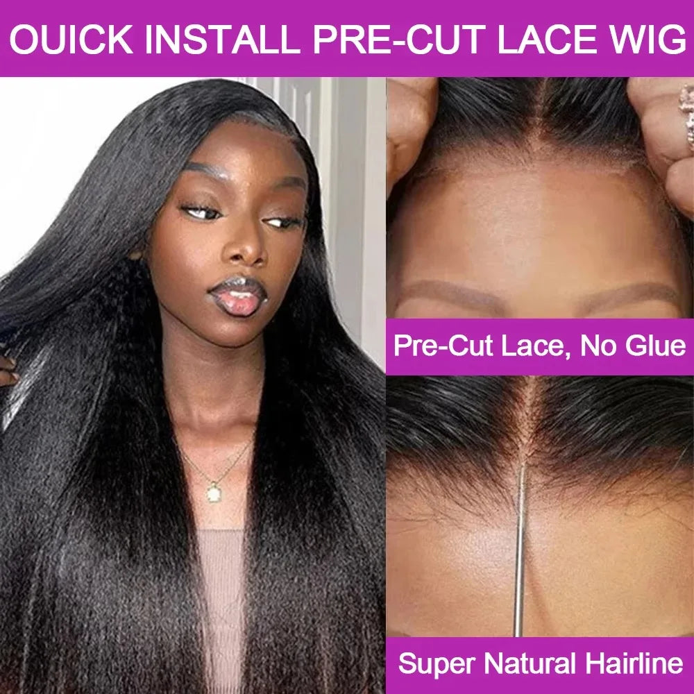 360 Invisi Strap Kinky Straight Wig - Full Lace Yaki 200% Density