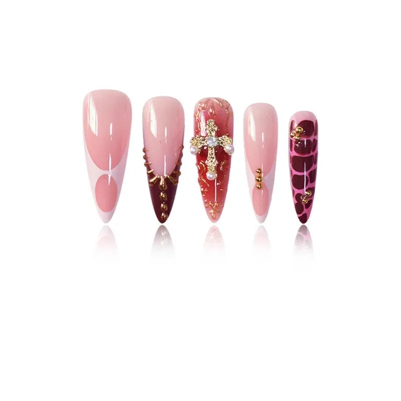 Metallic Gold Leopard Almond Press-On Nails (24pcs)