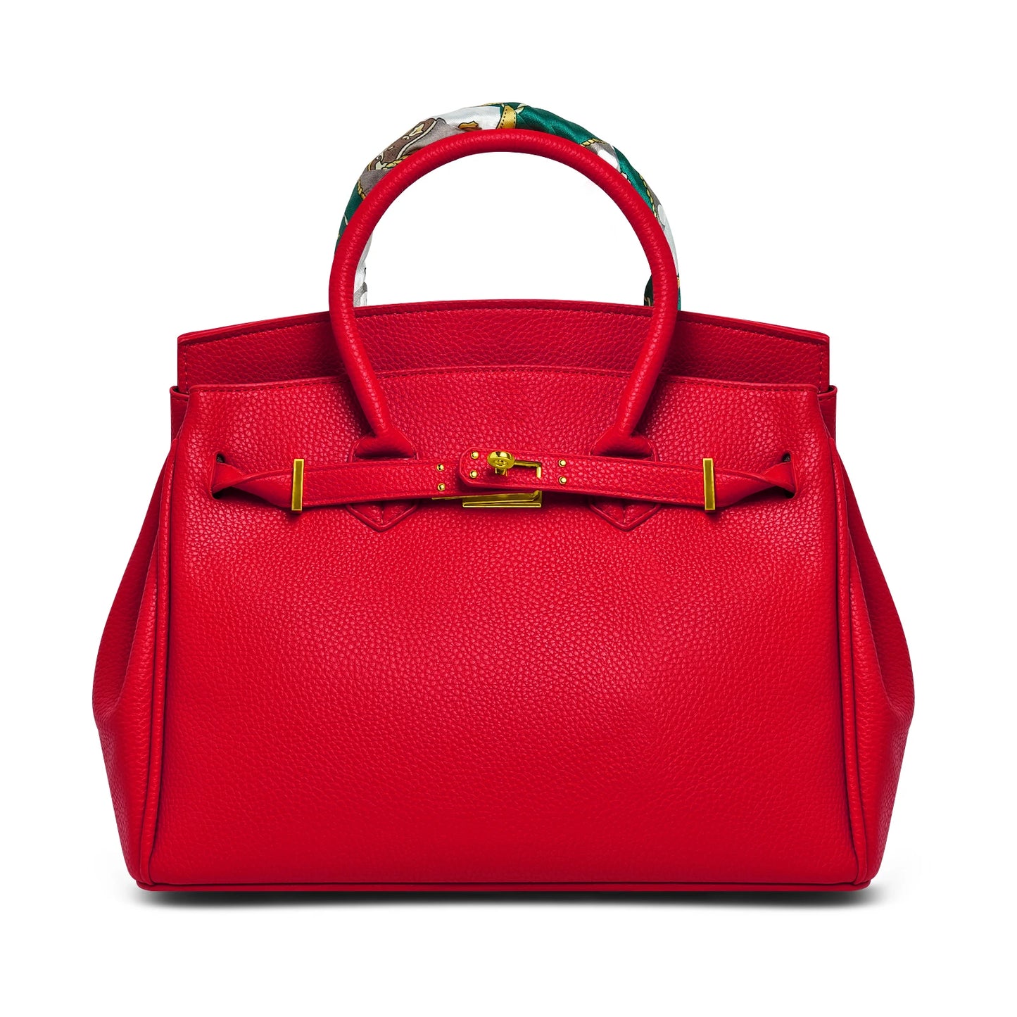 Belted Leather Clasp Tote