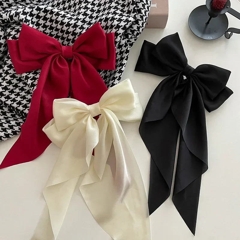 Minimalist Silk Bow Hair Clips – Set of 3 Elegant Barrettes