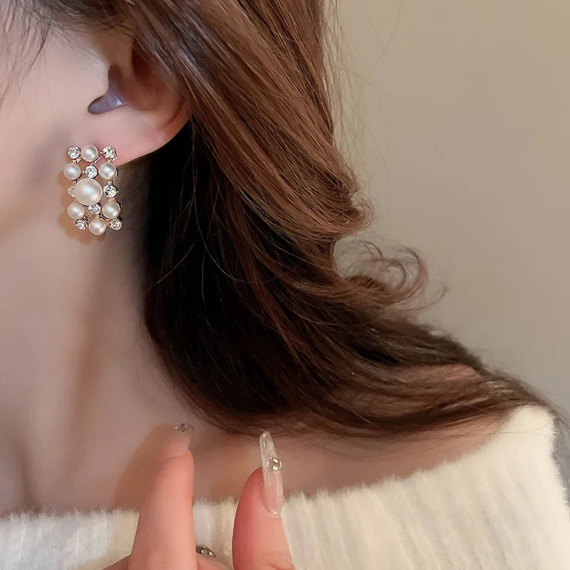 Pearl Rhinestone Choker Set – 3pcs Vintage Light Luxury Necklace & Earrings