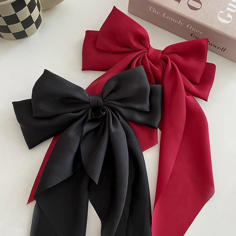 Minimalist Silk Bow Hair Clips – Set of 3 Elegant Barrettes