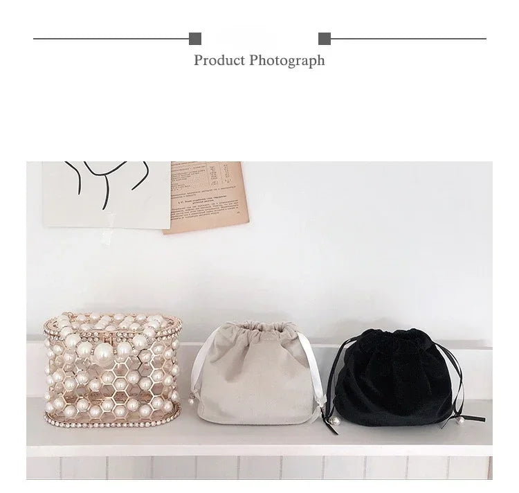 Luxe Pearl & Diamond Metallic Evening Bag