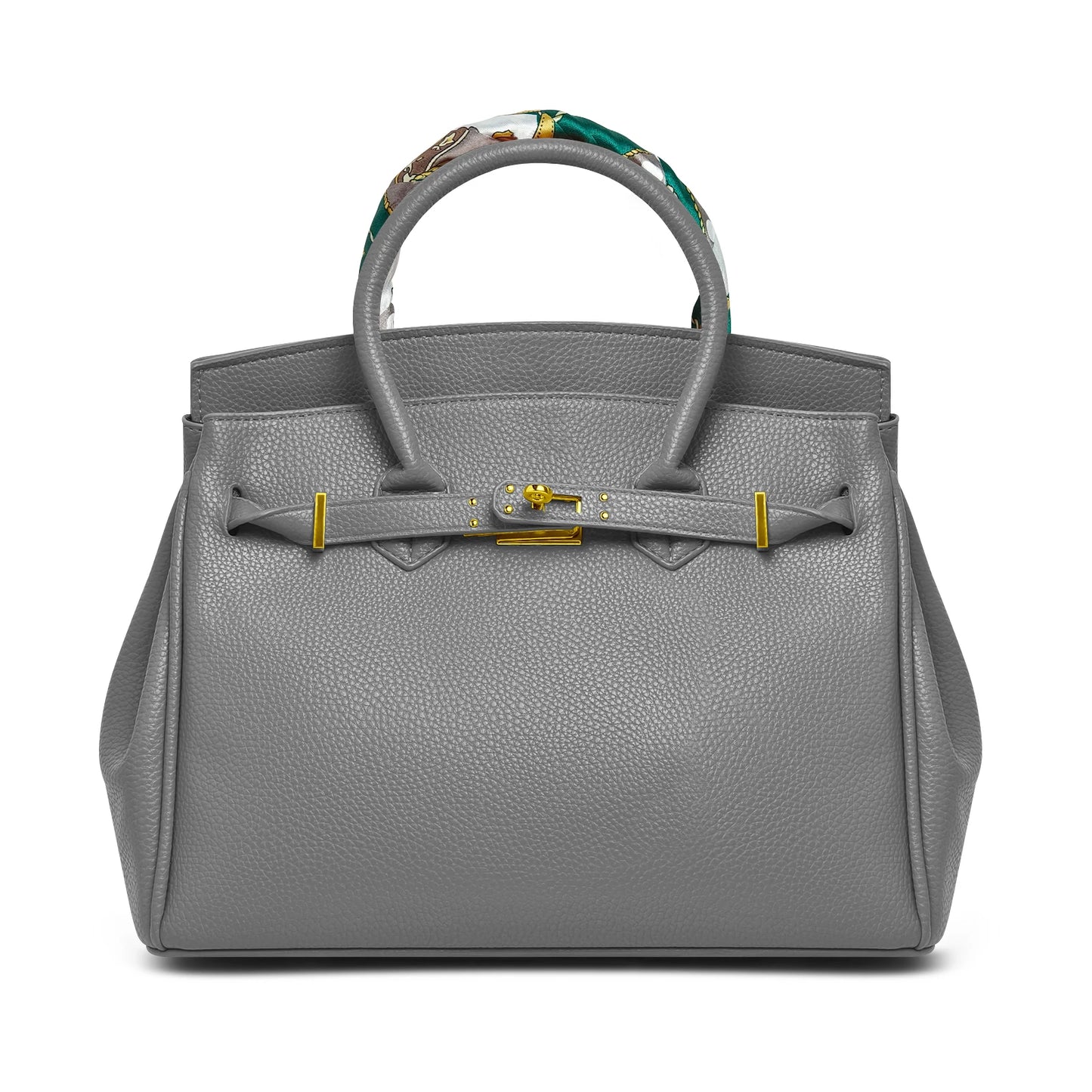 Belted Leather Clasp Tote