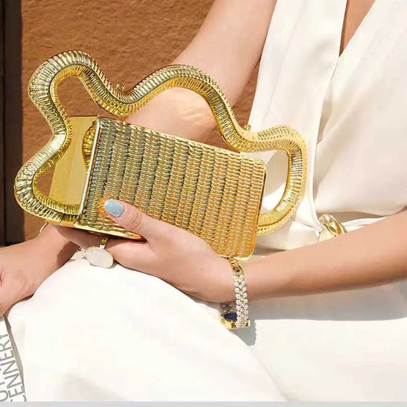 Luxe Criss-Cross Hard Clutch – Summer Evening Party Bag