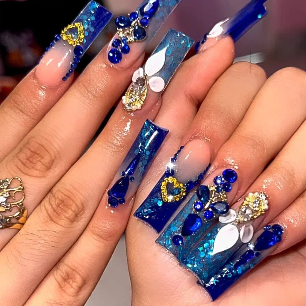 Pink Butterfly Glitter Press-On Nails - French Ballet