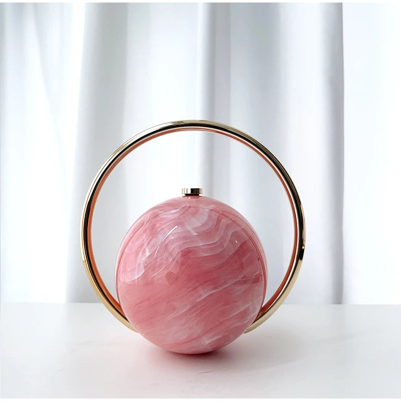 Marble Sphere Evening Clutch – Designer Electroplated Handbag