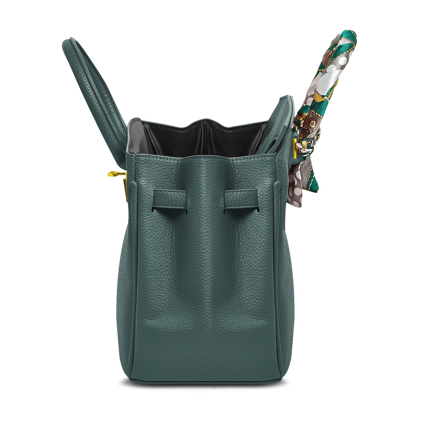 Belted Leather Clasp Tote