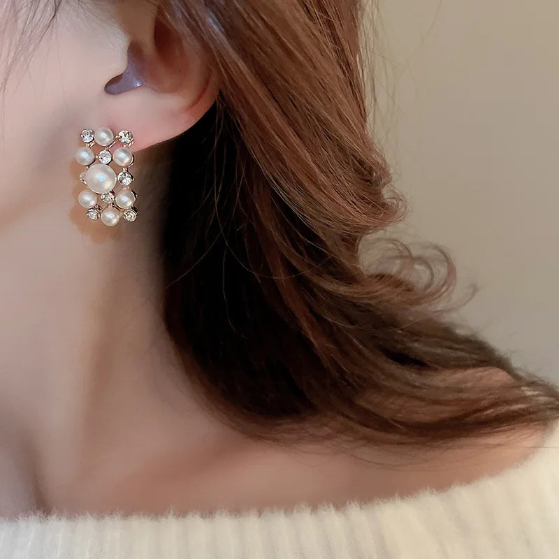 Pearl Rhinestone Choker Set – 3pcs Vintage Light Luxury Necklace & Earrings