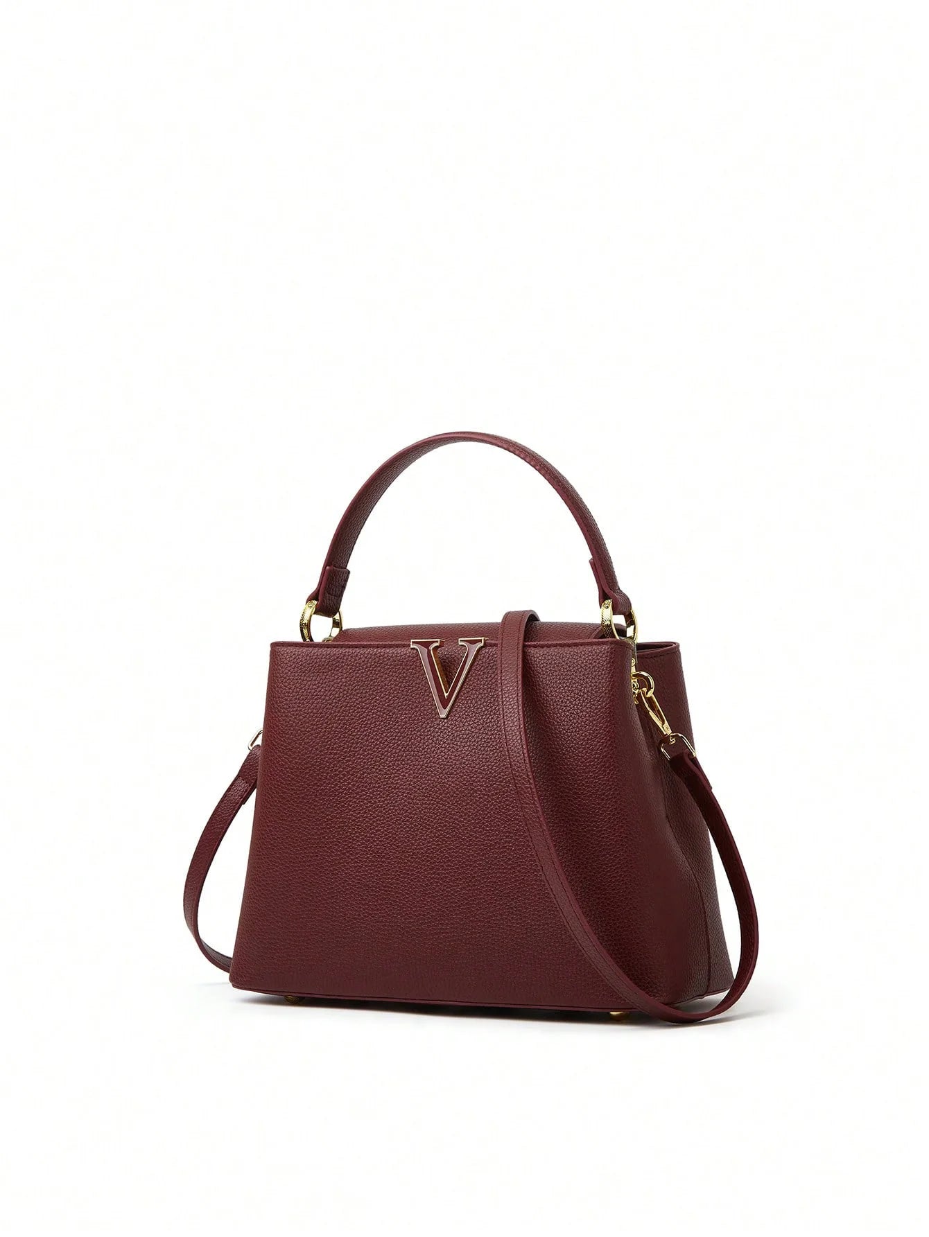 Luxe V-Detail Bucket Satchel – Women’s Shoulder Bag