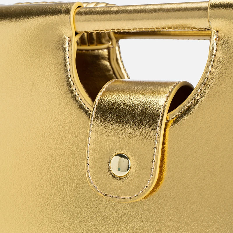 Gold Handwoven Noodle Hobo Bag – Luxury Half Round Evening Clutch