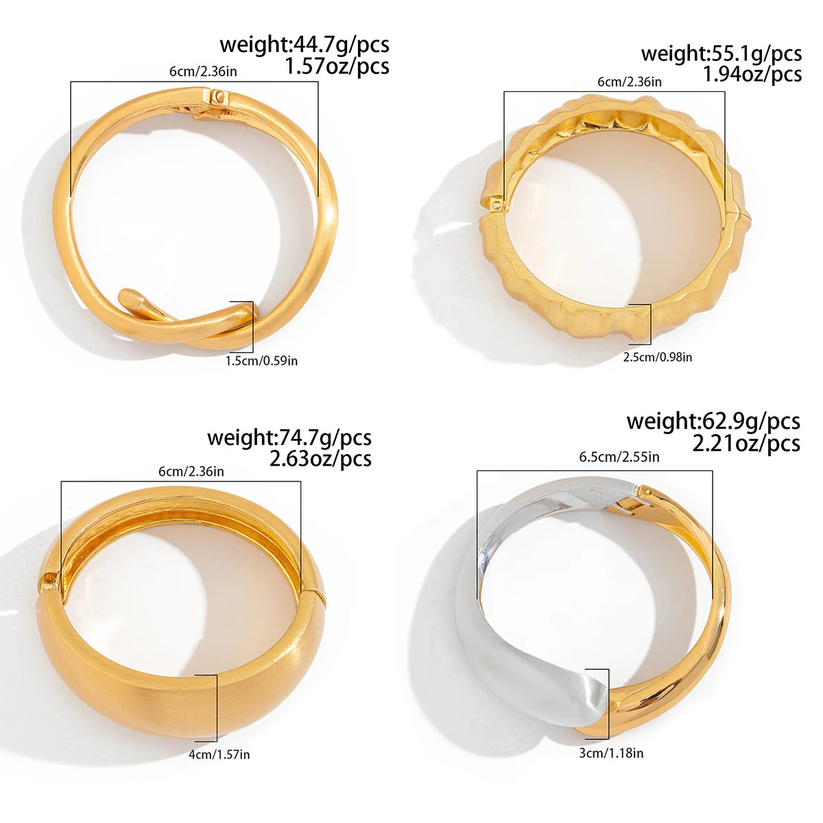 Punk Matte Chunky Open Bangle – Heavy Metal Geometric Cuff Bracelet