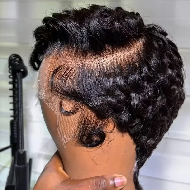 Curly Pixie Cut Wig - 13x4 Lace Front Short Layered 180% Density