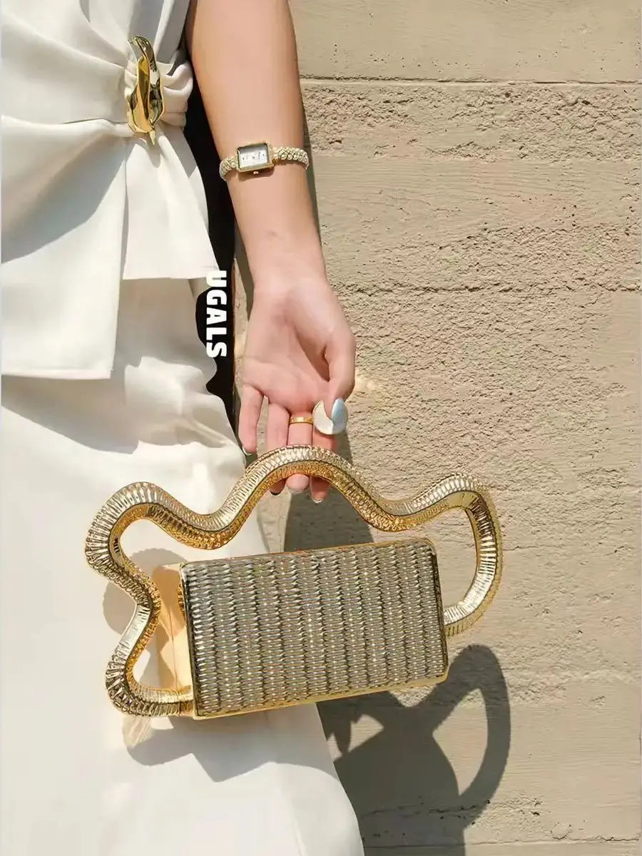 Luxe Criss-Cross Hard Clutch – Summer Evening Party Bag