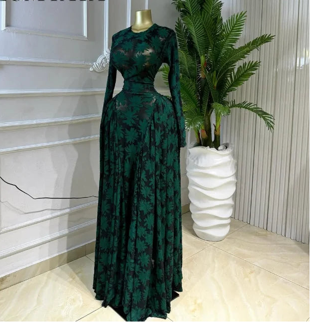 Velvet & Mesh Corseted Pleated A-Line Maxi Dress