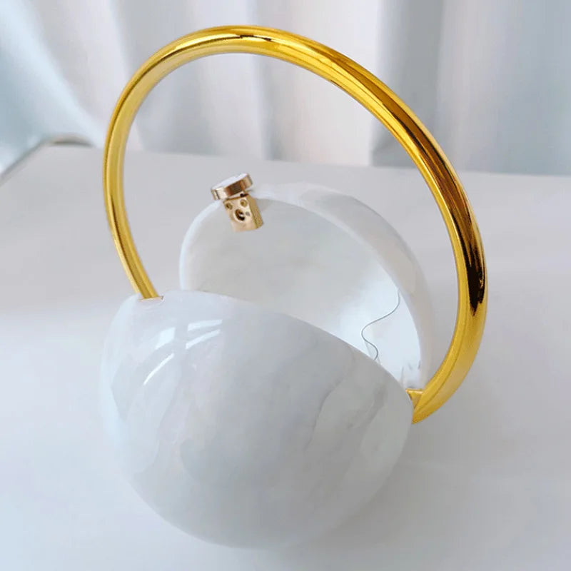 Marble Sphere Evening Clutch – Designer Electroplated Handbag