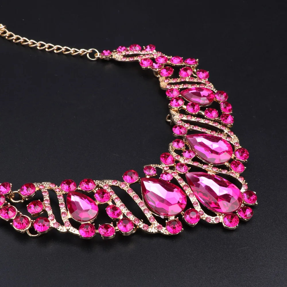 Crystal Gold Bridal Jewellery Set – Necklace & Earrings