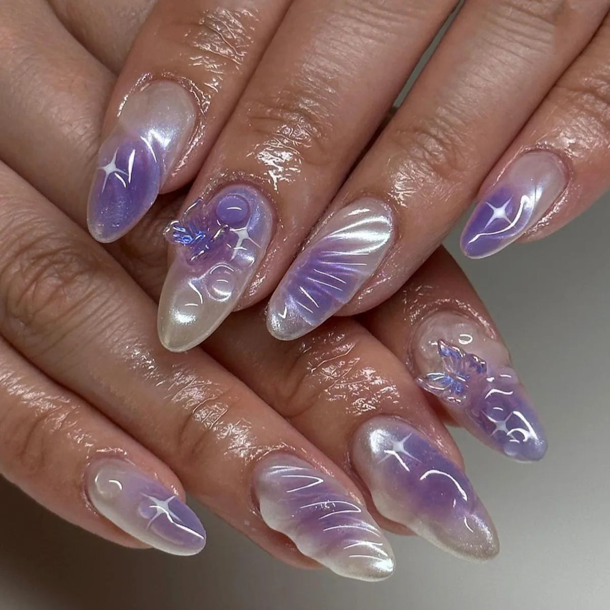 3D Love Glitter Pink Almond Press-On Nails (24pcs)