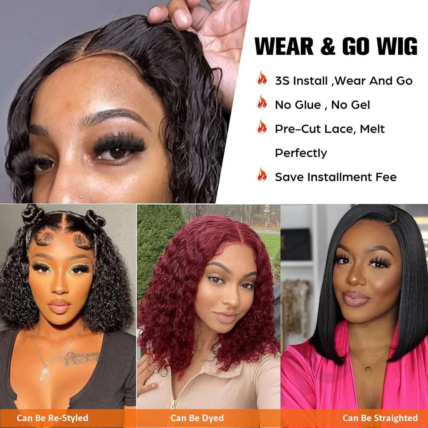Short Curly Bob Wig - 180% Density Human Hair