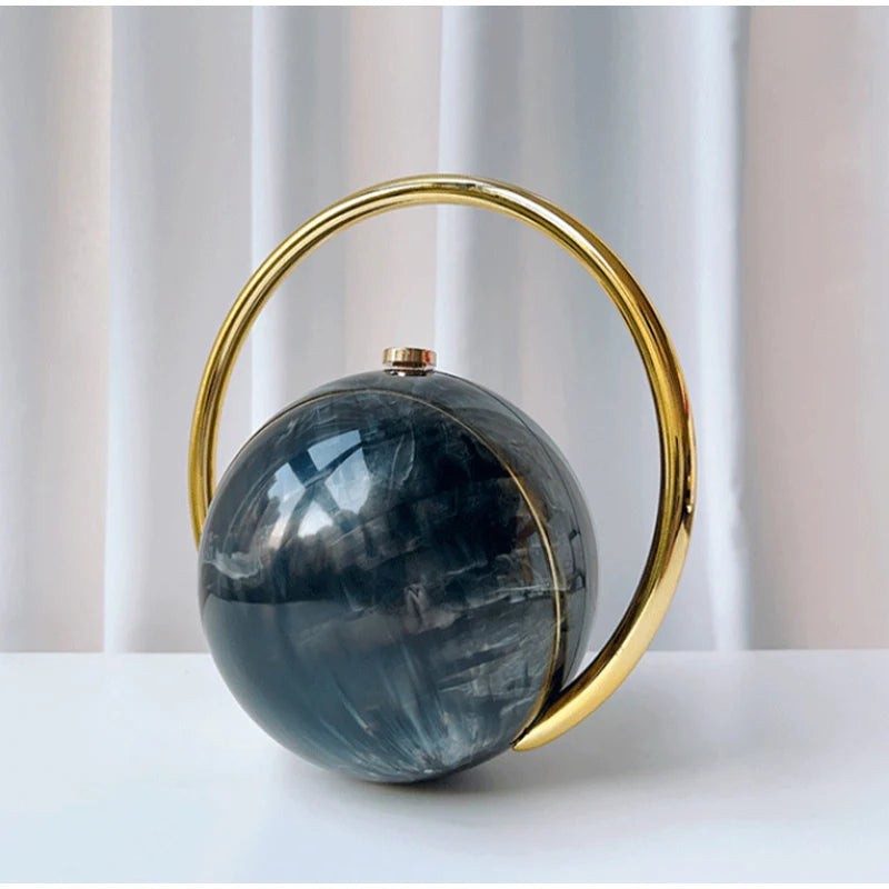Marble Sphere Evening Clutch – Designer Electroplated Handbag