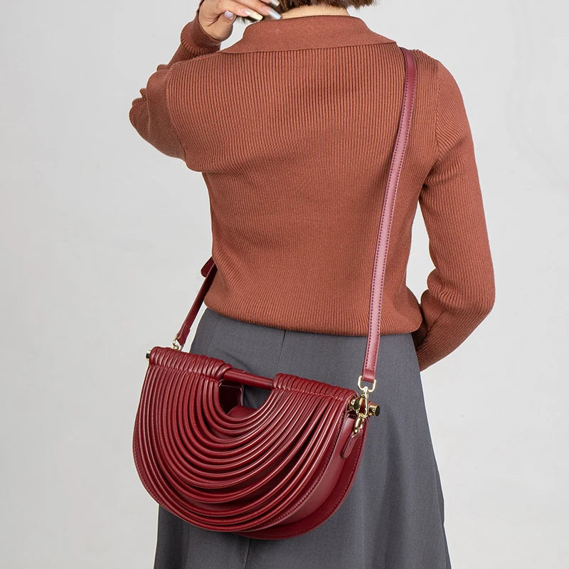 Gold Handwoven Noodle Hobo Bag – Luxury Half Round Evening Clutch