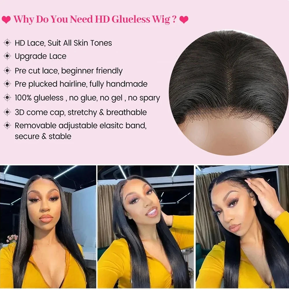 Bone Straight Glueless Wig - 6x4 Lace