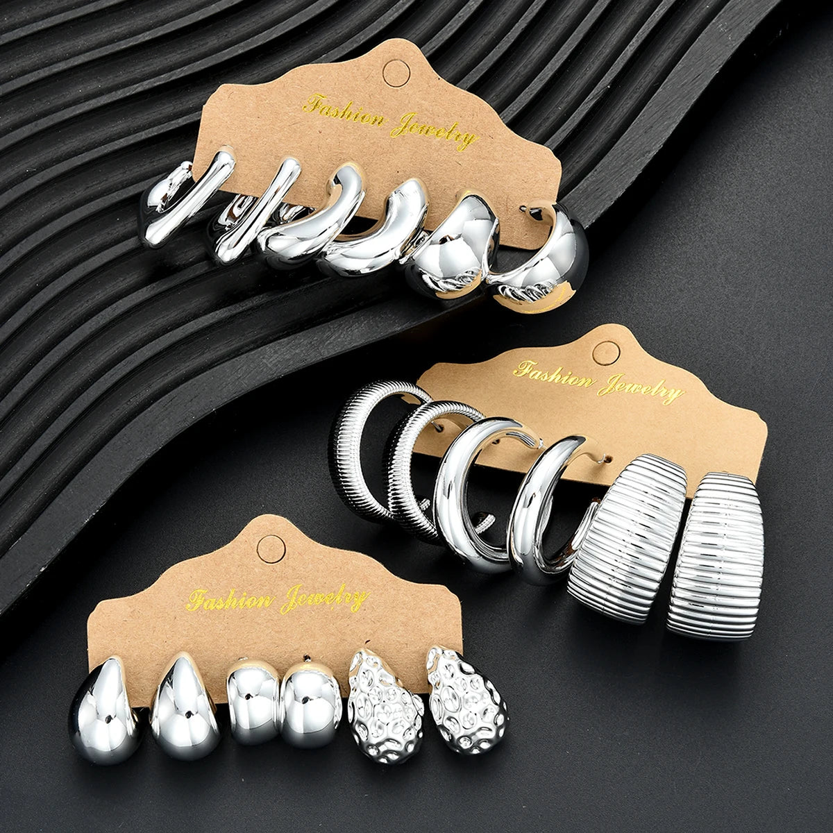 Waterdrop Hoop Earring Set – 18-Piece Gold & Silver Statement Earrings