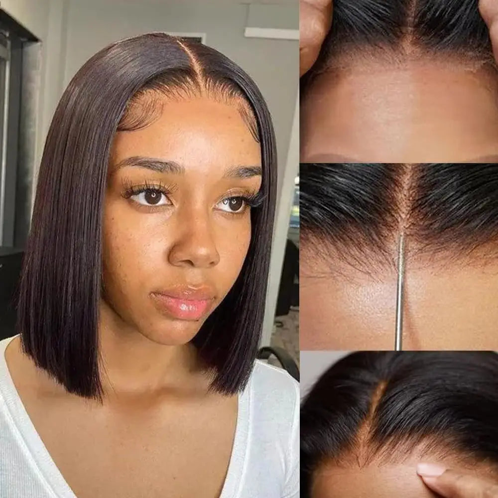 Put On & Go Glueless Straight Bob Wig - Pre Cut 150% Density
