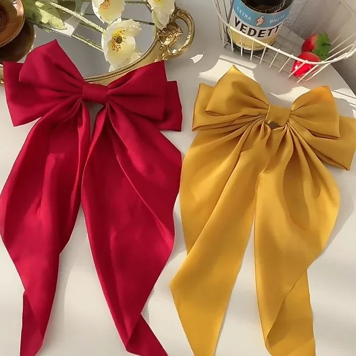 Minimalist Silk Bow Hair Clips – Set of 3 Elegant Barrettes