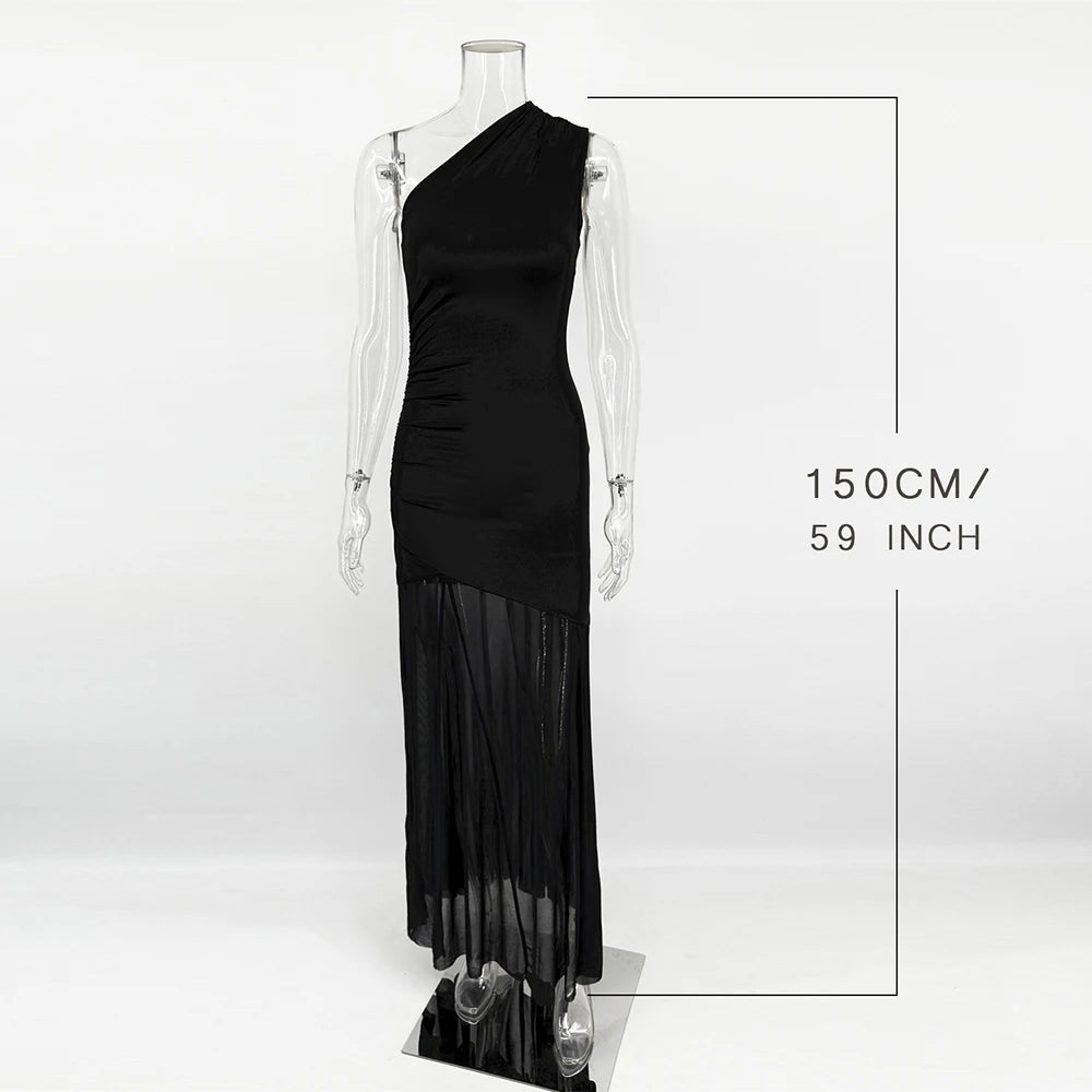 Off-Shoulder Sheer Maxi Dress – Backless Evening Gown
