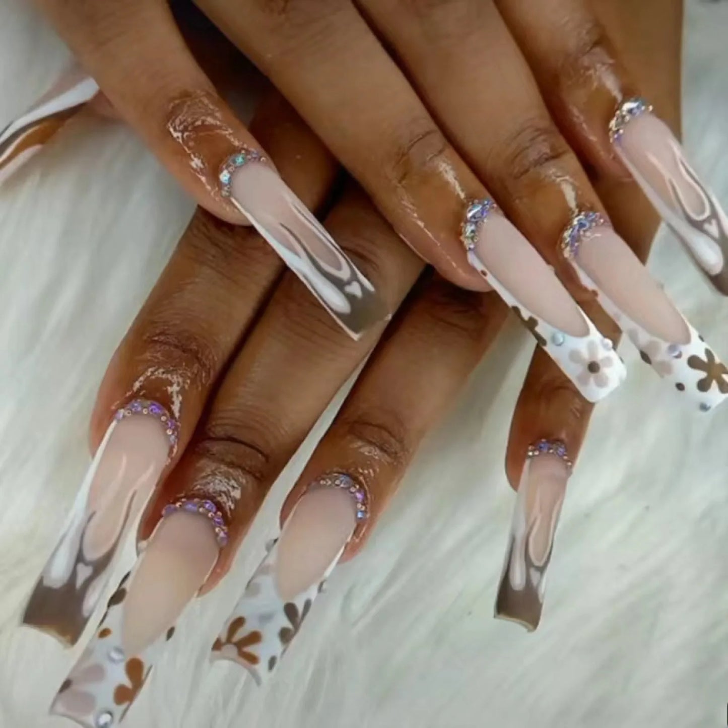 Pink Butterfly Glitter Press-On Nails - French Ballet