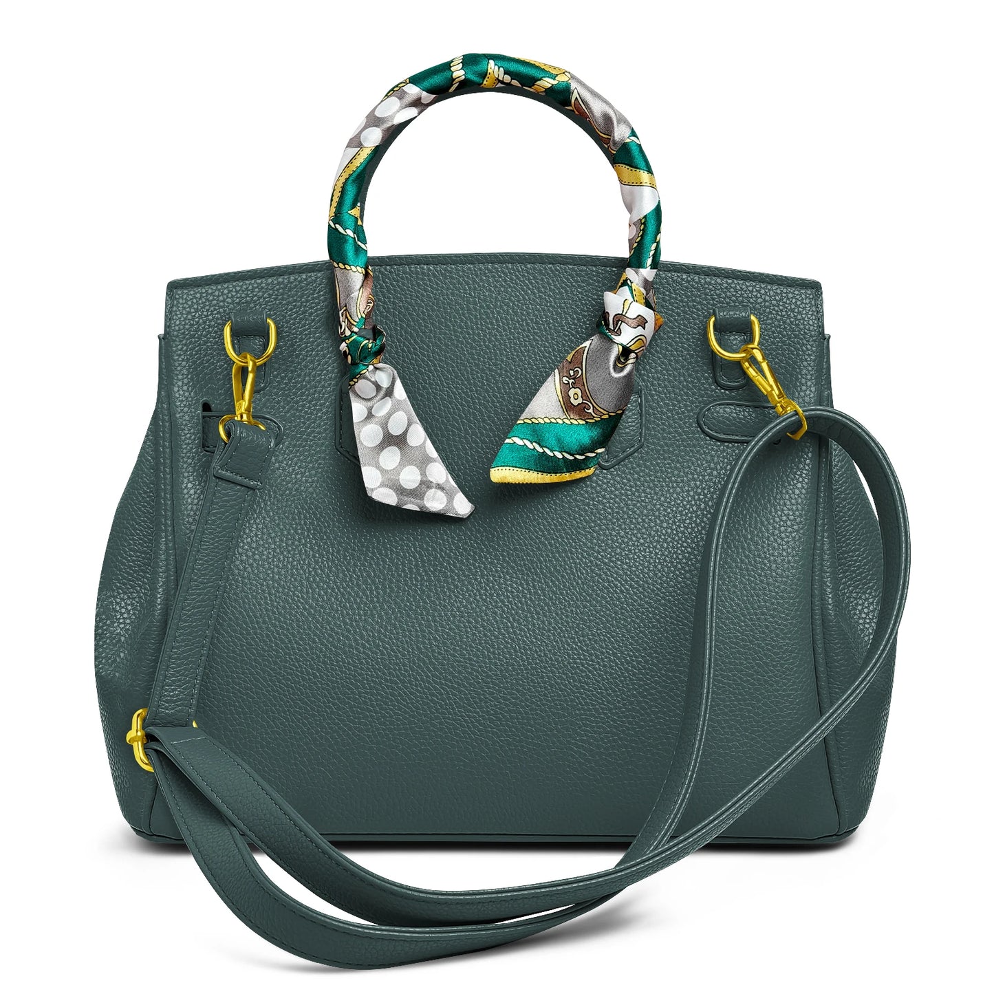 Belted Leather Clasp Tote