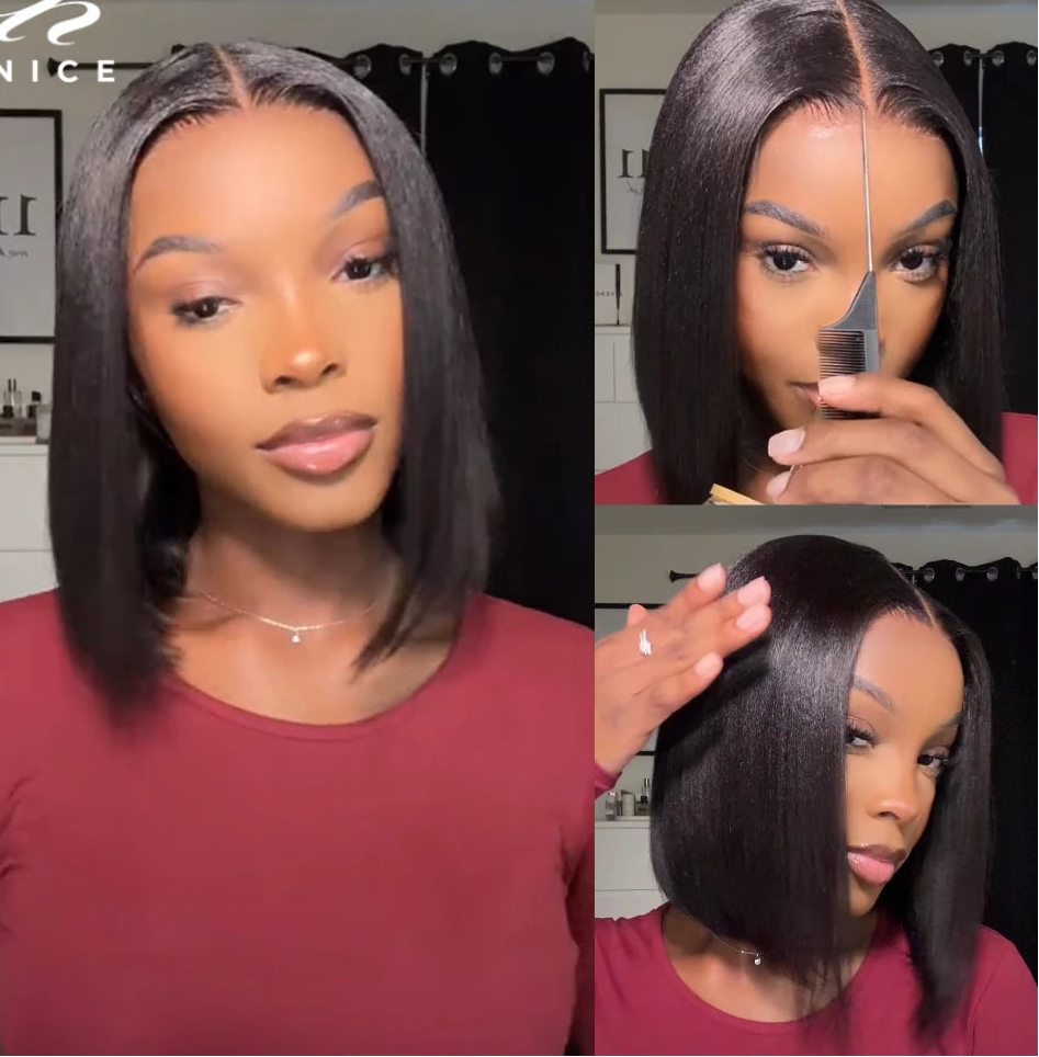 Yaki Straight Bob Wig - 7x5 & 13x4 Lace Pre Cut Glueless 150% Density