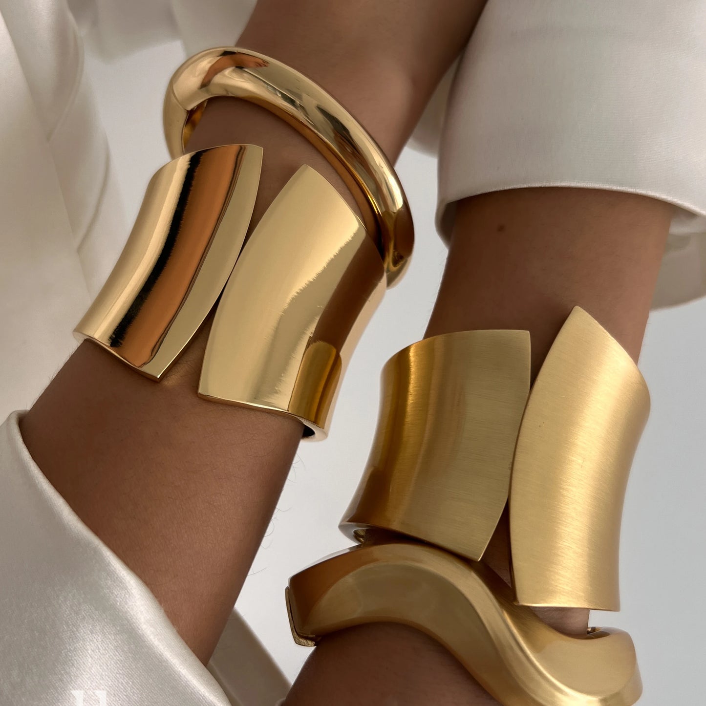 Punk Matte Chunky Open Bangle – Heavy Metal Geometric Cuff Bracelet