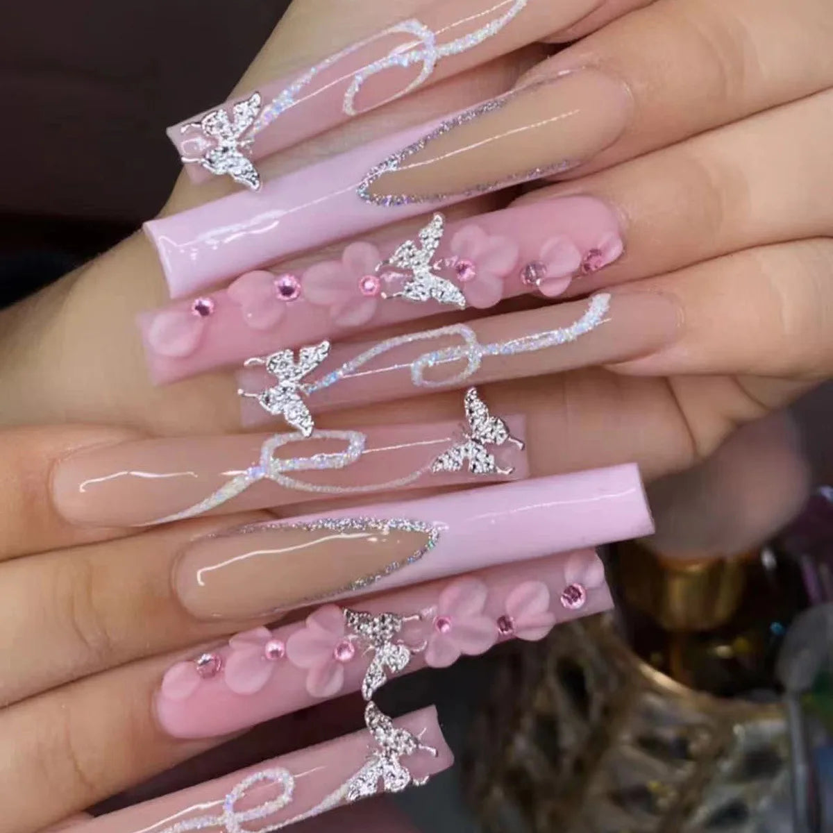 Butterfly Rhinestone Ballet Press-On Nails (24pcs)
