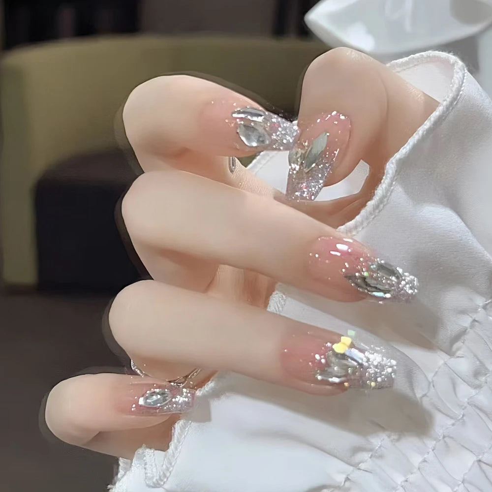 Retro Floral Gold Coffin Press-On Nails (24pcs)