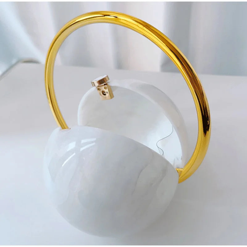 Marble Sphere Evening Clutch – Designer Electroplated Handbag