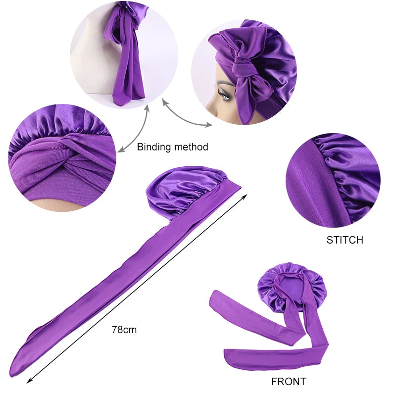 Satin Sleeping Cap – Silky Bonnet Edge Wrap & Shower Night Cap