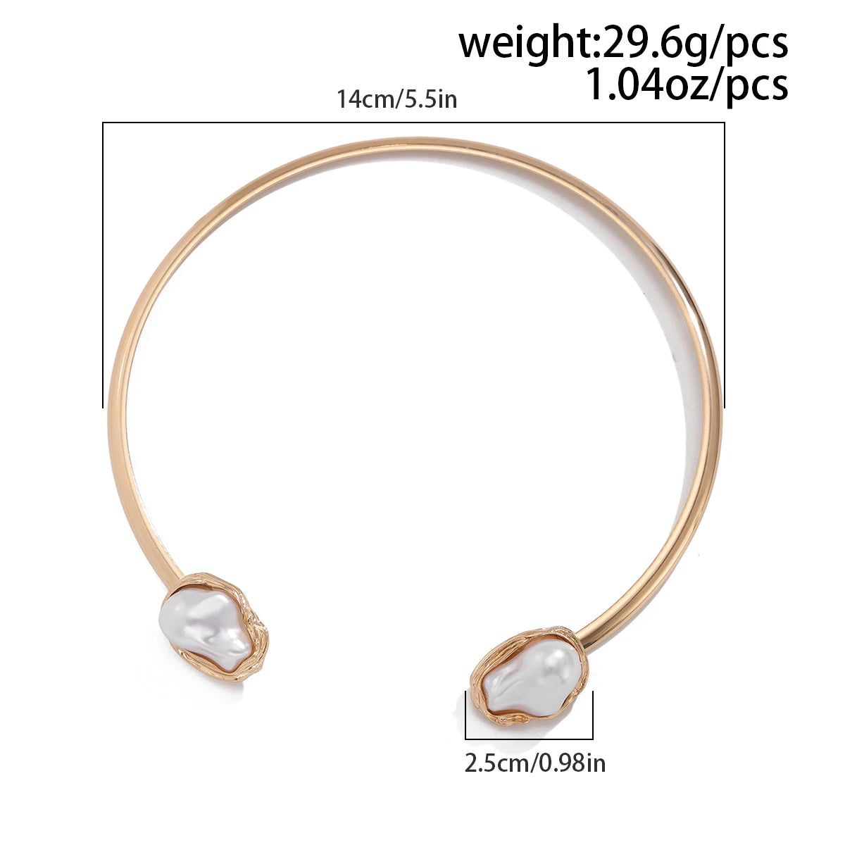 Baroque Pearl Collar Choker – Elegant Open Torques Necklace Gold & Silver