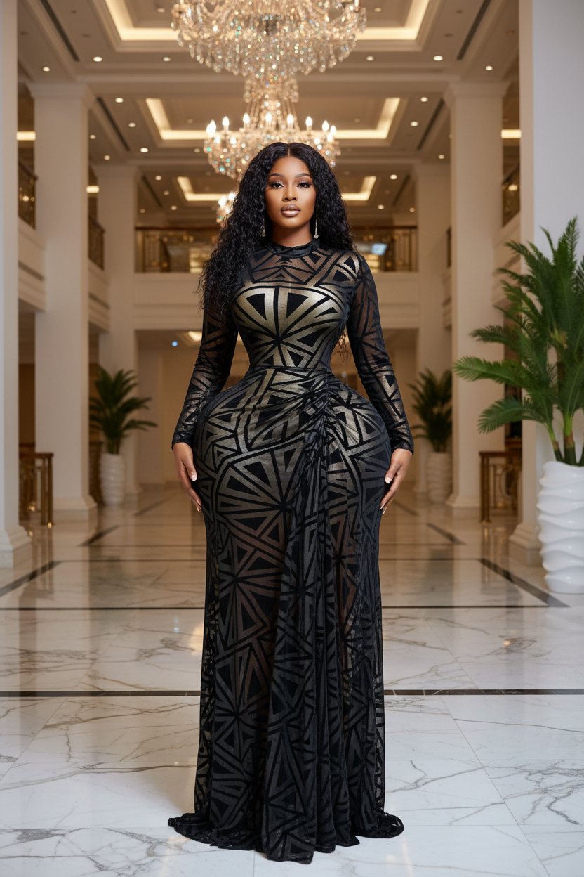 Black mesh dress front