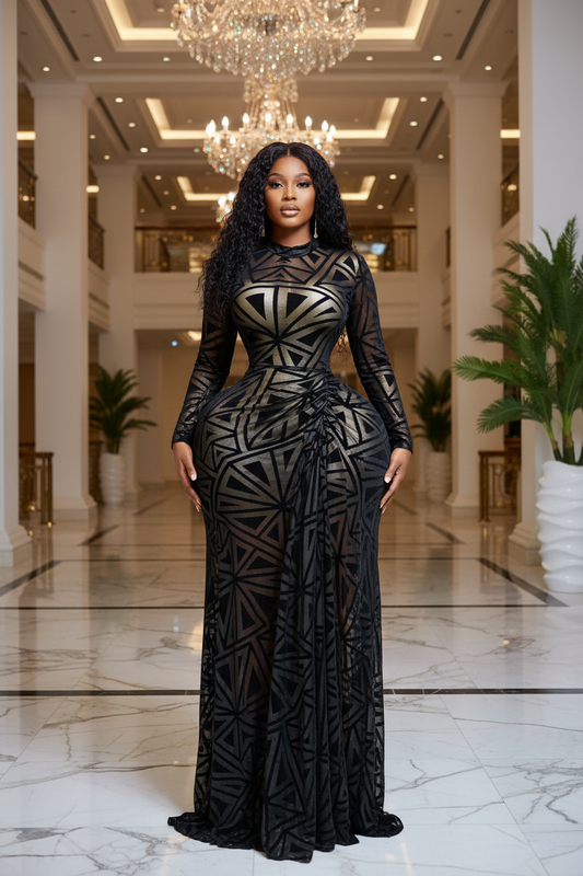 Black mesh dress front