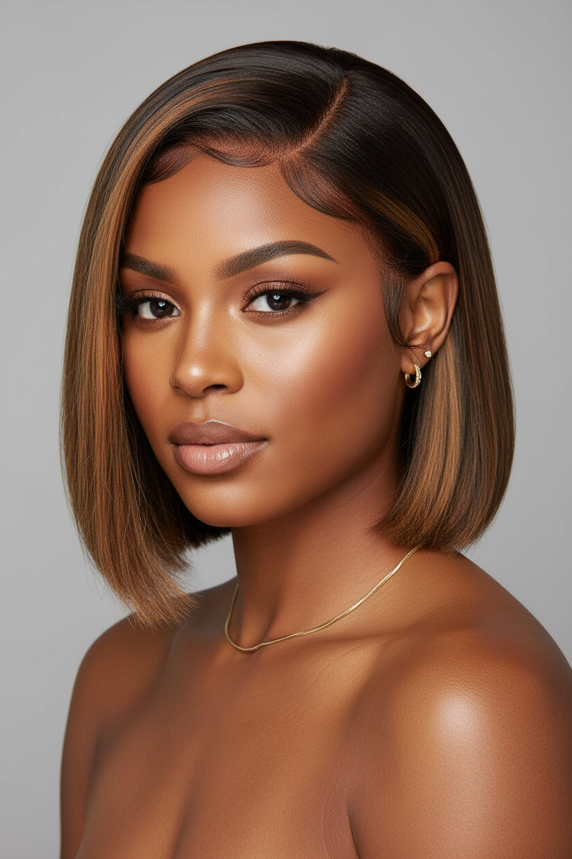 Highlight Blonde Bob - Side Part