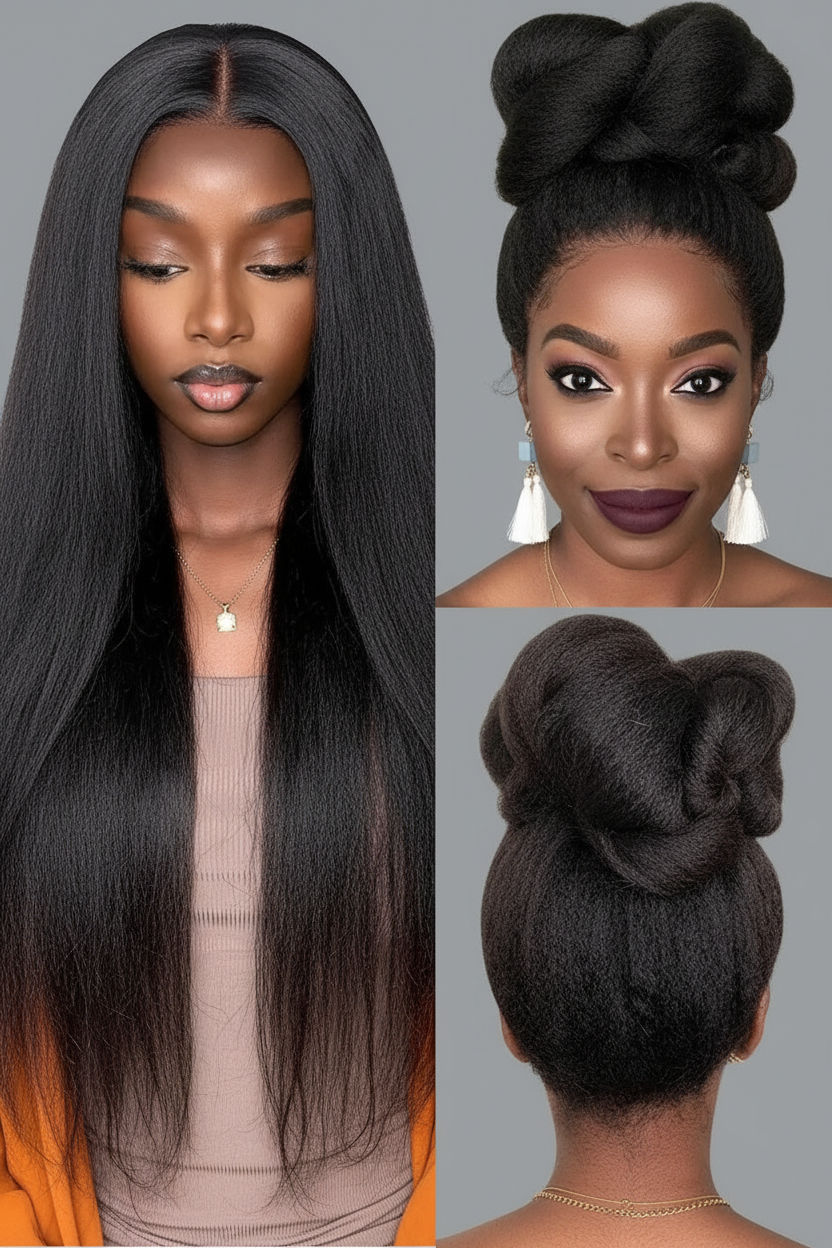 Yaki Straight Wig - High Bun